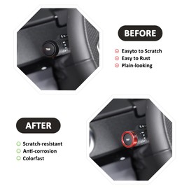 Alloy Car Headlight Switch Button Cover Trim for Ineos Grenadier 2020-2024 Air Vent Lever Cover Wind Outlet Knob Decoration Trims (Red, Headlight Switch Button Cover)