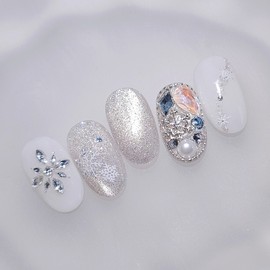 Winter Dawn Starlight Handmade Nail Tips - Almond Short / 겨울새벽별빛 수제네일팁 - 아몬드숏
