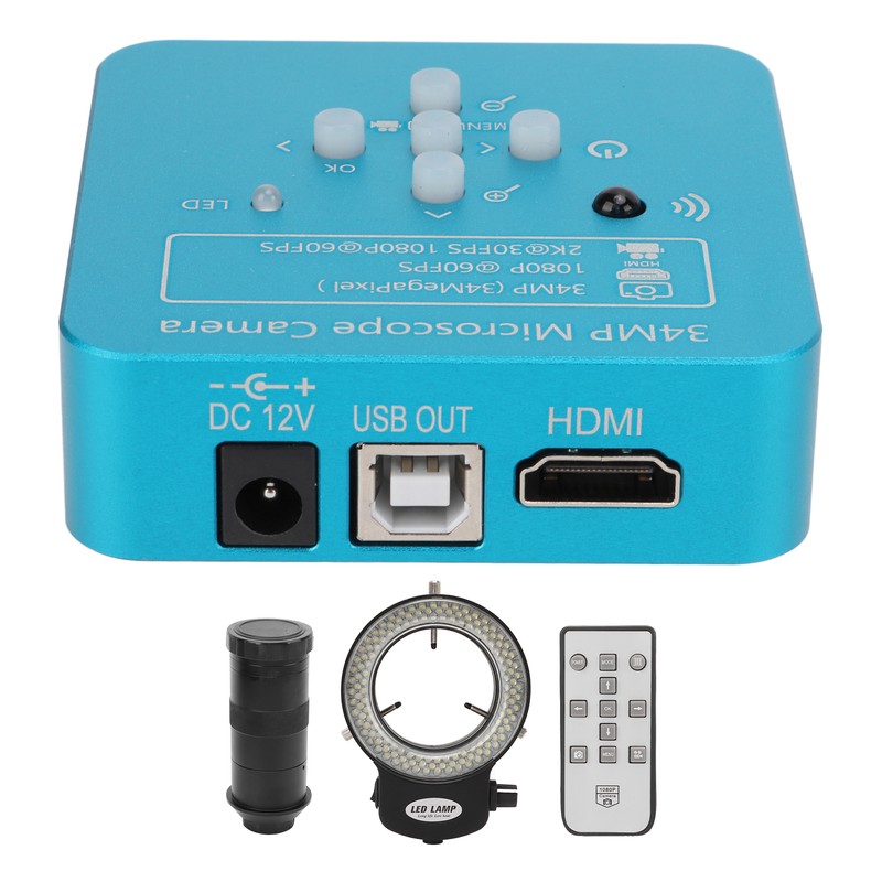 Microscope Camera 60FPS USB 34 Million PX 10‑130X Magnification with