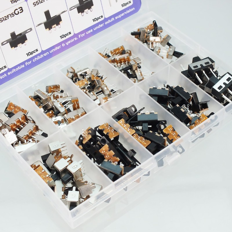 120PCS 10Values SPDT Micro Mini Slide Switch Kit 1p2t Toggle