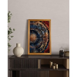 HUARCEY Gold Framed Vintage Wall Art for Living Room, Tree Rings Art - Abstract Wood Grain Texture Large Canvas Print Nature-Inspired Artwork Farmhouse Pictures for Living Room Office Bedroom 16"x24"