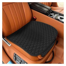 GAOLAOSY Comfortable Car Seat Bottom Cover, Linen Breathable Automotive Front Seat Protective Mat with Storage Pocket, Anti-Slip Vehicle Interior Seats Cushion for Sedan, SUV, Truck (Black)