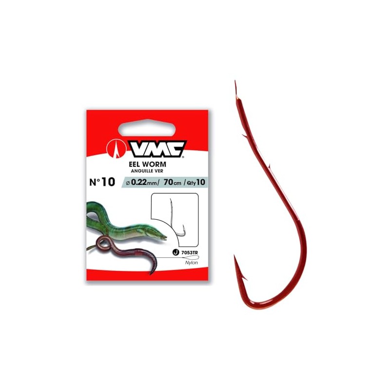 VMC Aalhaken 7053 Wurmhaken Vorfachhaken Rot 70cm #4