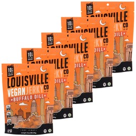 Louisville Vegan Jerky - Buffalo Hot Wing, Vegetarian & Vegan-Friendly Jerky, 21 Grams of Non-GMO Soy Protein, 210 Calories Per Bag, Gluten-Free Ingredients (3 oz, 5-Pack)
