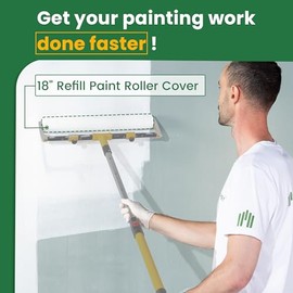 VOOMEY 18" Paint Roller Cover, Microfiber Paint Roller Cover, Quickly Covers Large Surfaces Such as Ceilings, Walls, Etc (Pack of 8,1/2" Nap)
