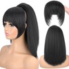 Rafabcici Ponytail Extension with Bangs for Black Women Yaki Straight