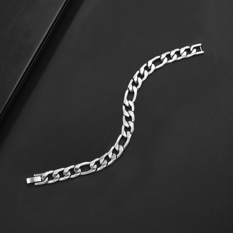 MISWOYI Silver 316L Waterproof Stainless Steel Bracelet For Men, Stylish