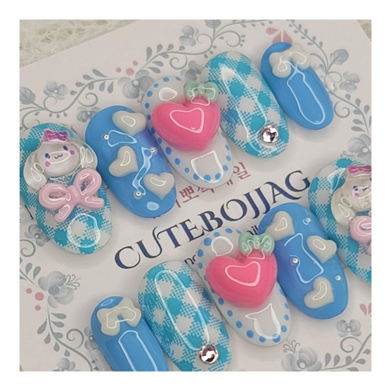 Mongsil Character Handmade Nail Tips - Oval S / 몽실