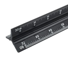 Piutouyar 12 Inch Engineer Scale Ruler, Metal Engineering Ruler Aluminum Laser-Etched Triangular Drafting Tool for Civil Engineering Drafting, Imperial Scale 1:10, 1:20, 1:30, 1:40, 1:50, 1:60(Black)