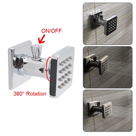 Backnets (Upgrade) Solid Brass Shower Body Spray Massage Nozzle Wall Jets, Flow Can Be Controlled, Showerhead Can Swivel (4PCS, Polished Chrome)