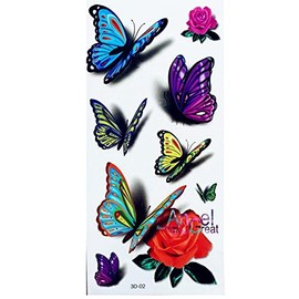 EROSPA® Tattoo Sheet Temporary Butterflies/Butterfly 14 Single/Underarm/Upper Arm Thigh/Calf/Calf/Leg/Bust/Waist/Back/Stomach – 10 x 20 cm – Decals Sticker Body Art Removable Waterproof