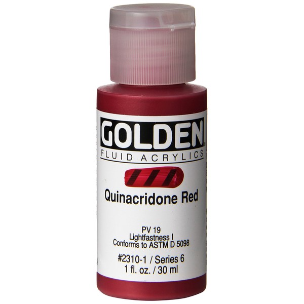 Golden Fluid Acrylic Paint 1 Ounce-Quinacridone Red