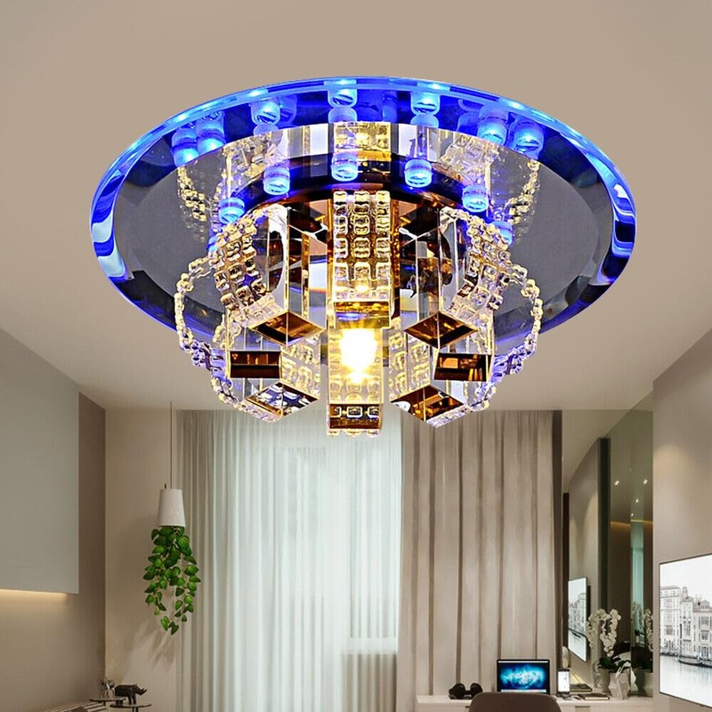 TFCFL White Modern K9 Crystal LED Ceiling Lamp Flush Mount