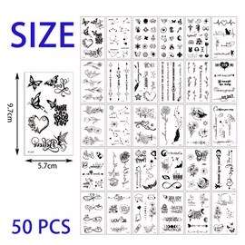 30 sheets Temporary Tattoos for Men,Sheets Tiny Small Temporary Tattoos For Kids Boys Girls,Fake Body Arm Chest Shoulder Black Tiny Tattoos for Men or Women,Flower Butterfly and Mixed Style Body Art
