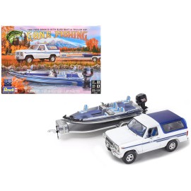 DCD Level 5 1980 Ford Bronco 1/24 Scale Model Kit by Revell Includes Bass Boat and Flatbed Trailer Set