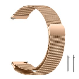 ZoRoll 18 mm Metal Strap Compatible with Garmin Venu 3S/Venu 2S, Stainless Steel Mesh Wristband, Replacement Band for Garmin Forerunner 265S/255S/255S Music/Vivomove 4S/3S - Rose Gold