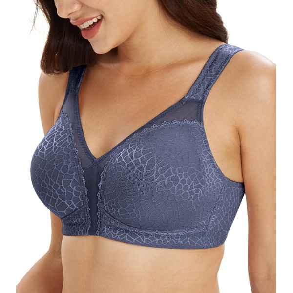 Lemorosy Full Coverage Non Padded Wireless Minimizer Bra Women's Plus