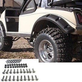 Huskey 4PCS Club Car DS Fender Flares W/Stainless Steel Hardware For 1993 & Up G&E Models,3-4 Inches Wide, Constructed of Impact-Resistant ABS plastic,for Lifted Golf Cart with Offroad Tires