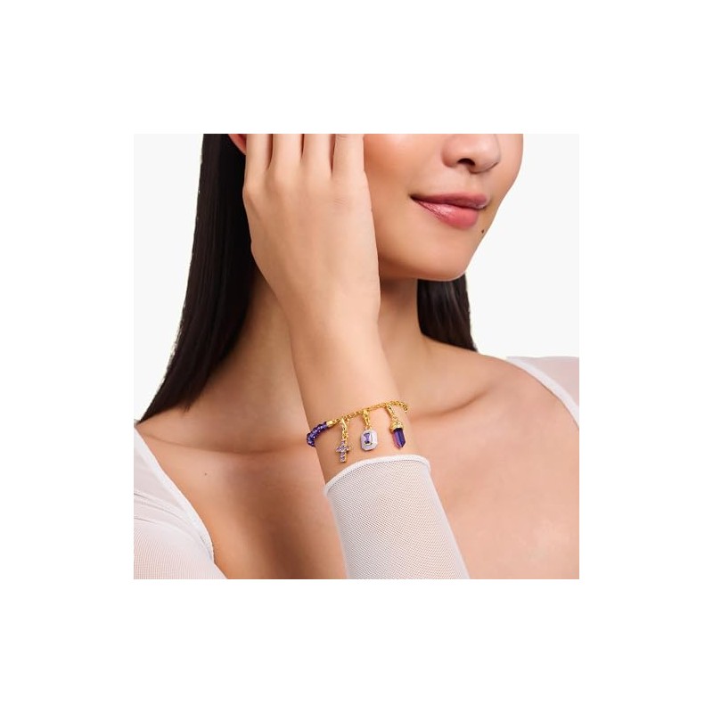 Thomas Sabo Women Charm Pendant Octagon with Violet Cold Enamel