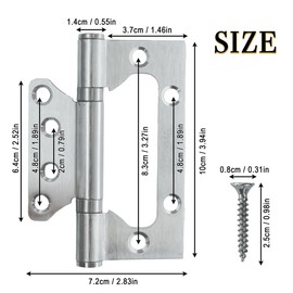 6 Packs Flush Hinges,4 Inch Ball Bearing Stainless Steel Door Mute Hinges for Internal Door, Kitchen Cabinets, Cupboard, Wardrobe,Silver