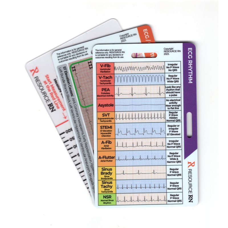 EKG Badge Card Set – 3-Piece Quick Reference for 12-Lead