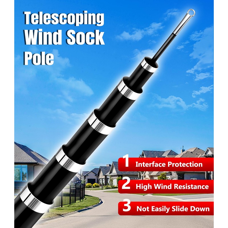 Sinyoeer 18FT Telescoping Wind Sock Pole, Fiberglass Flag Pole Pole
