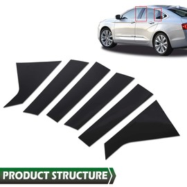 GRAND ORANGE Door Window Pillar Posts Trim Molding Compatible with Chevy Impala 2014 2015 2016 2017 2018 2019 2020 Black 6pcs Pillar Cover