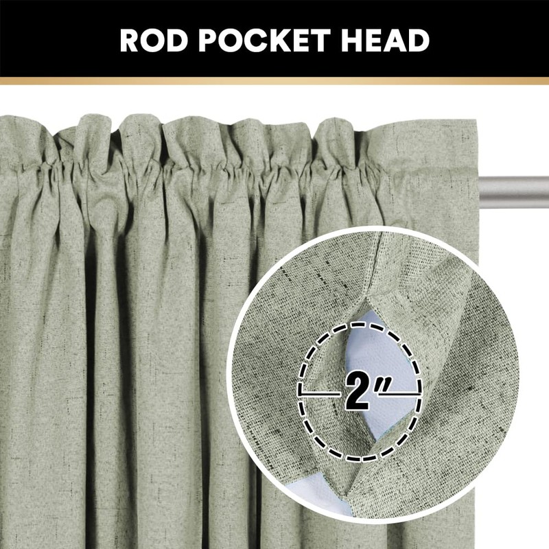 PrinceDeco Natural Linen Curtains 45 inches for Small Window Rod