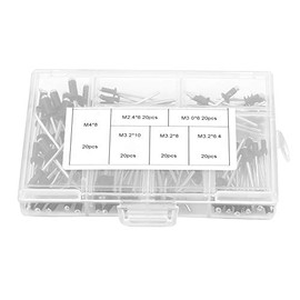 Remaches ciegos de aluminio Kit surtido 120 piezas M2.4 M3 M3.2 M4 EVGATSAUTO Remaches negros con caja plástico antióxido mano de obra fina