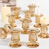 Lanttu Glass Candle Holders Set, 12 Pcs Gold Candlestick Holders Bulk, Taper Candle Holders for Wedding, Festival Table Centerpiece,Home Decoration