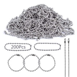 Ball Chain (Approx. 200 Pcs) Chain Key Chain with Bead Material Connector Total Length Approx. 4.7 inches (12 cm) Ball Diameter Approx. 0.7 inches (1.8 mm) Handmade Accessory Parts, Silver