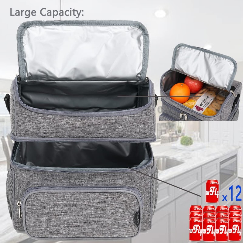 FlowFly Double Layer Cooler Insulated Lunch Bag Adult Lunch Box