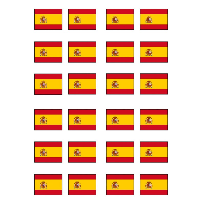 24 Spanish Flag Wafer Cupcake Toppers, Spain Edible Premium Thickness