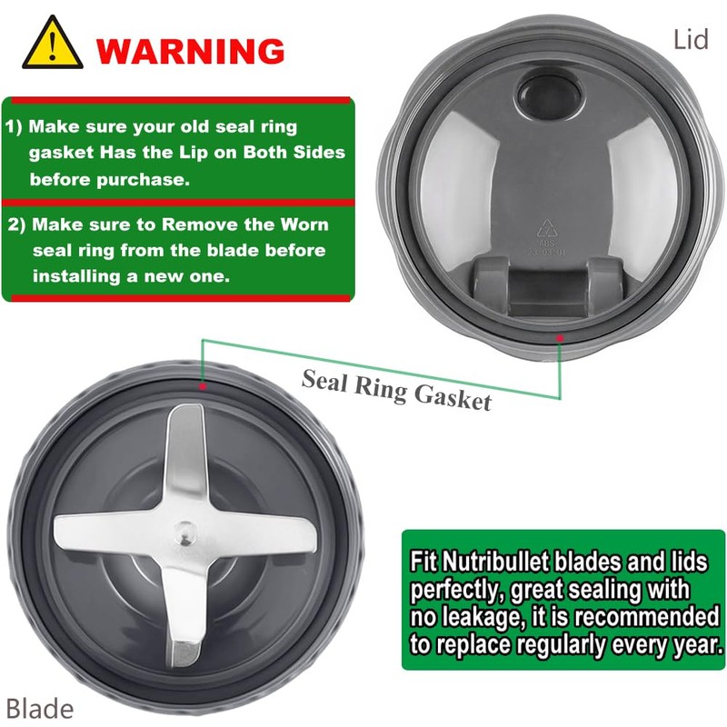 2 Pcs Rubber Ring Seal Gaskets with Top Base Gear