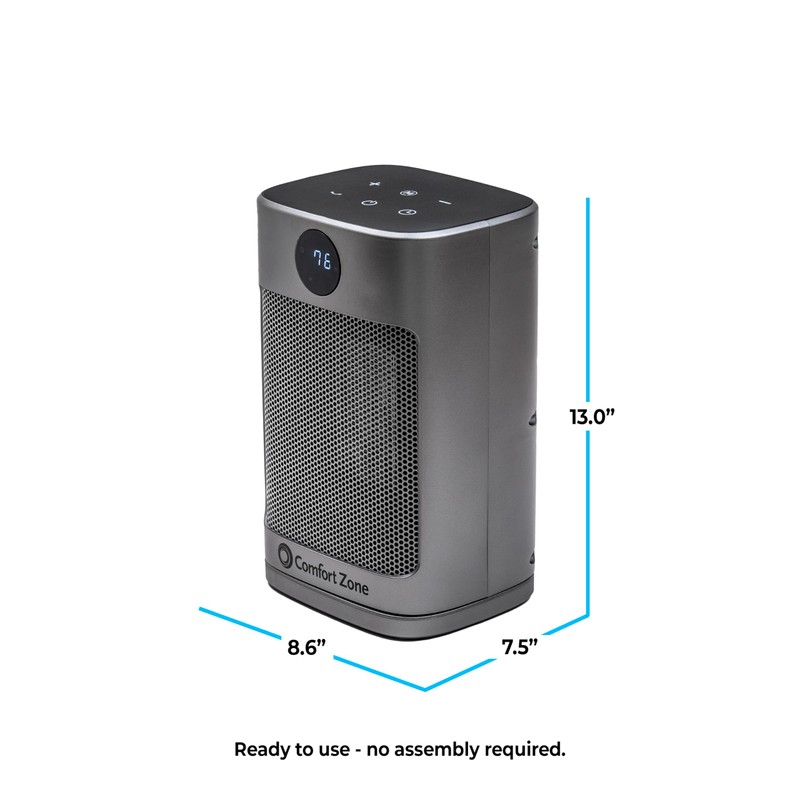 Comfort Zone Digital Desktop Heater, 1500W/1000W, ECO Mode, Thermostat, Remote
