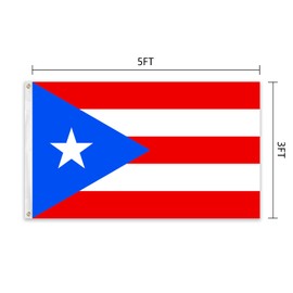 Puerto Rico Flag 3x5 Feet Polyester Fiber Puerto Rico Flag, Bright Colors, with Brass Grommets, Suitable for Living Rooms, Courtyards, Gardens,Party Gathering,Celebrations,Indoor and Outdoor Decoration