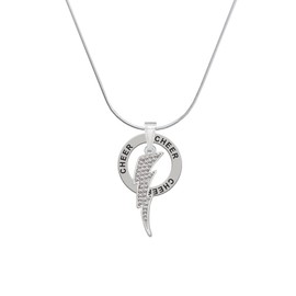 Delight Jewelry Silvertone Large Clear Crystal Lightning Bolt - Cheer Ring Charm Necklace, 18"