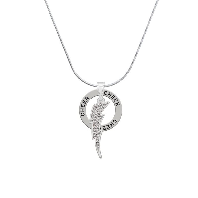 Delight Jewelry Silvertone Large Clear Crystal Lightning Bolt - Cheer