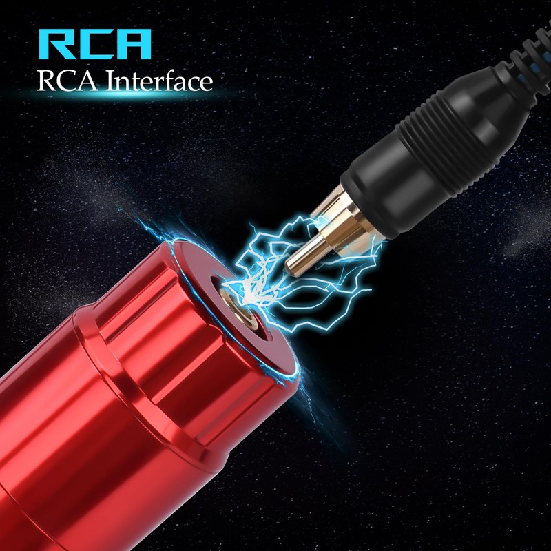 ATOMUS Tattoo RCA Connector Clip Cords 5.68ft 1.73m Silicone Wire