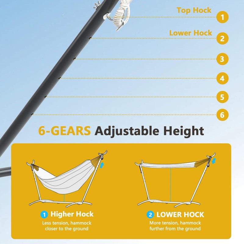 Double Hammock Comfortable with Stand for Hanging Sturdy 440lbs Capacity