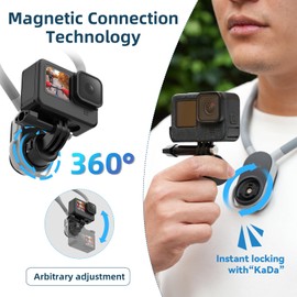 POV Neck Mount for GoPro, Magnetic Necklace Holder with Fixing Chest Strap, Quick Release Hands Free Camera Mount for GoPro Hero 13 12 11 10 9 8 DJI Osmo Action 5 Pro 3 4 Insta360 X5 X4 X3 AKASO