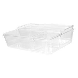 Mobestech 4pcs Kitchen Organizer Storage Box Filing Boxes Vanity Drawer Organizer Dresser Storage Bins Money Clear Drawer Dividers Organizer Clear Bins Sink Jewelry Container Make Marker