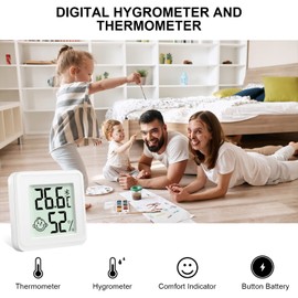 Flintronic Mini LCD Thermometer, Bluetooth Hygrometer, Indoor Digital Thermometer, Wireless Thermometer, Hygrometer, Wireless, Humidity Meter for Baby Room, Living Room, Office, Greenhouse