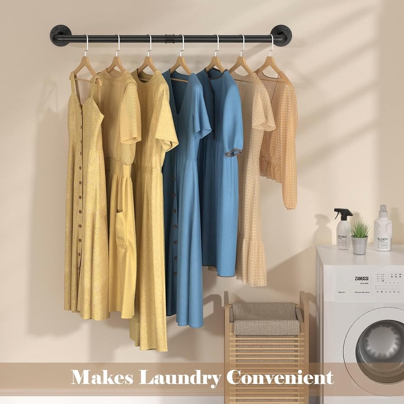 RSFMAS Wall Mounted Clothes Rack, Industrial Pipe Clothing Hanger 28