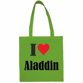 I Love Aladdin Shopping Bag School Bag Gym Bag 38 x 42 cm Black or White, Green