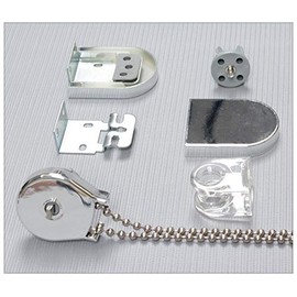 EFIXS Mounting Kit for Roller Blinds with 25 mm Roller Shaft, Colour: Silver, with Metal Chain, Includes Metal Bracket, Replacement Parts Roller Blind, Roller Blind Repair Kit, Roller Blind