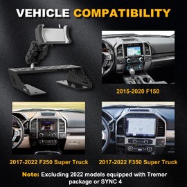 360° Adjustment F150 Dash Mount, Full Metal Base No Punching Required, F250 Phone Mount with Storage Function Most Phones, Compatible with Ford F150 2015-2020 and F250/F350 2017-2022 Super Duty Trucks