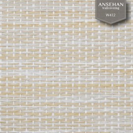 Ansehan Wallcovering W412 Marbletile Collection 36" W x 8 Yard L, Natural Paper Weave Grasscloth Modern Texture Wallcovering for Living Room Bedroom Feature Wall,Sandstone/Ivory