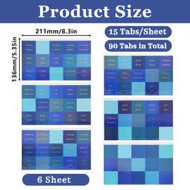 90 Pcs Bible Tabs, Bible Accessories Bible Journaling Supplies Bible Book Tabs Sticky Tabs Page Markers Tabs Bible Study Accessories for Index Tabs Annotation Tabs (Blue）