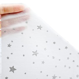 50pcs 50×35cm Silver Star Tissue Paper,Metallic Super Stars Wrapping Paper Bulk for Wedding Birthday DIY Gift Decorations